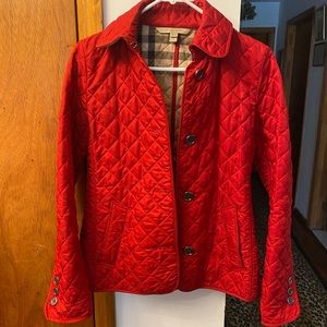 Red Burberry coat